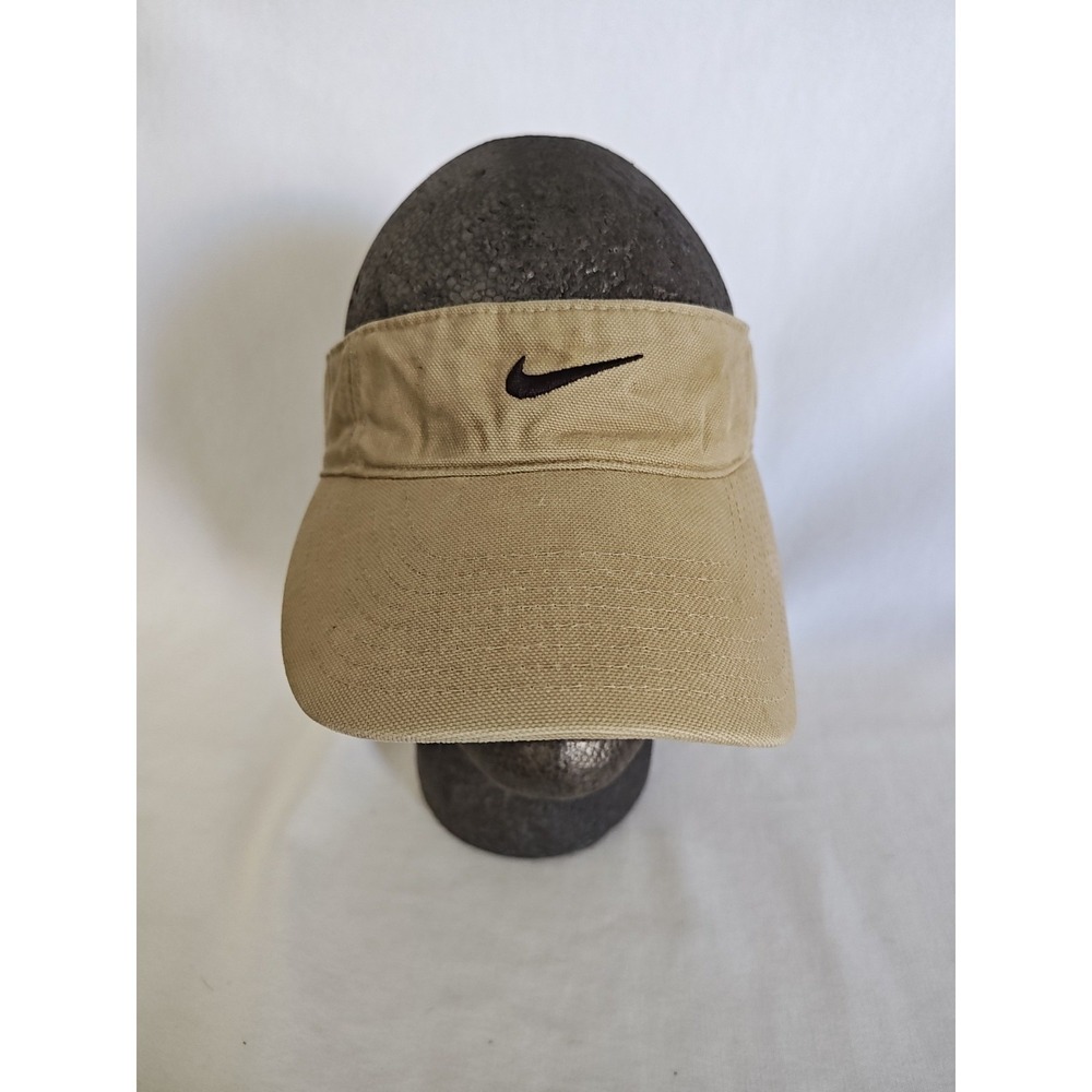 Nike Visor Beige Tan Strapback‎ Swoosh Hat Cap Adjustable Lightweight Vintage